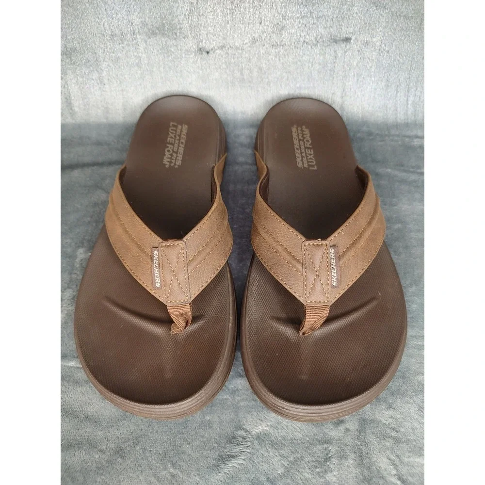 Man's Sandals Skechers Relaxed Fit Flip Flop‎ Brown 11